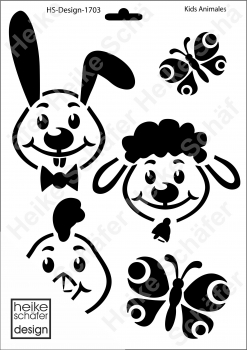 Schablone-Stencil A4 037-1703 Kids Animales